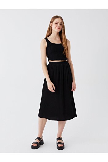 LC Waikiki LCW Vision Women's Elastic Waist Plain Pleated Skirt