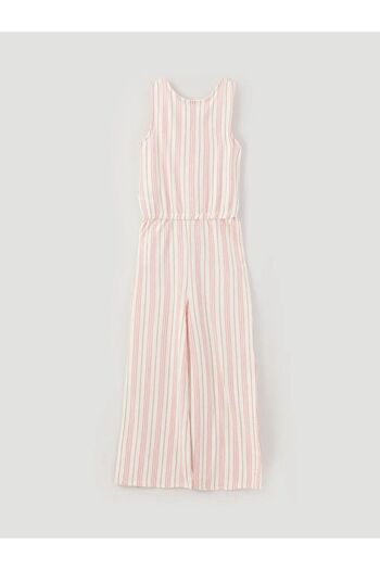 LC Waikiki Crew Neck Striped Girl's Jumpsuit