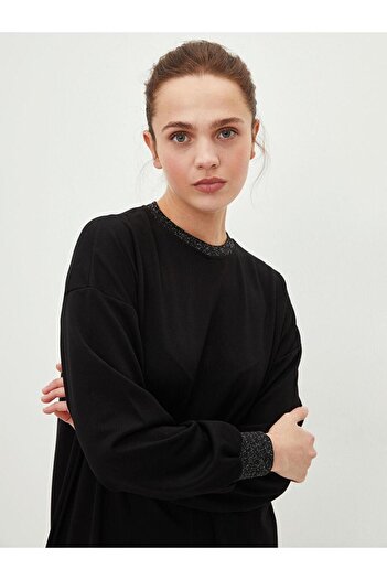 LC Waikiki LCW Modest Bisiklet Yaka Şerit Detaylı Uzun Kollu Kadın Tunik