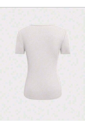 LEMAR MODA Λευκή καμιζόλα Crop - Μισό μανίκι, λαιμόκοψη, μοντέλο 2024