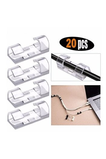 Ecoform 20 Pcs Adhesive Cable Fixer Clear Clips