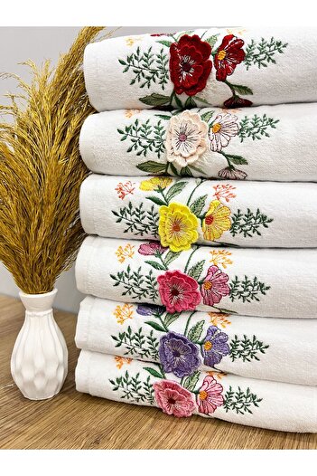 AYHANHOME Σετ 6 βελούδινες πετσέτες κουζίνας 3d Daisy Pattern Προίκα 30x50