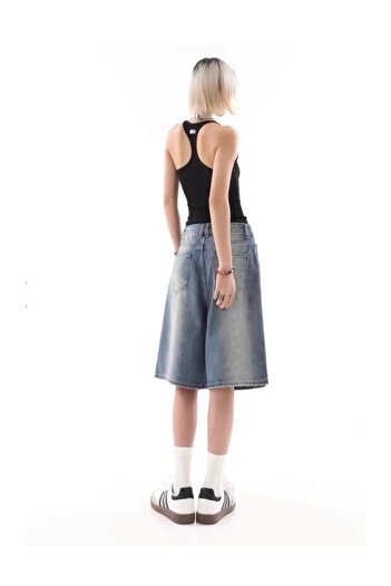 DENOKMODA Зручні джинси-капрі з широкими штанинами в стилі унісекс