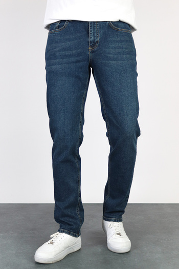 HLT JEANS Ανδρικό Ocean Blue Regular Fit Tube Leg Stretchy Lycra Jeans Jeans Jeans HLTHE001976