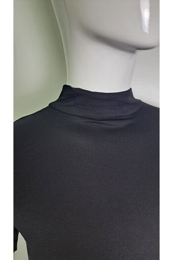 Alfa Women's Black Ecru and White HALF Sleeve Half Turtleneck Body