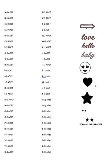 fikirstore Mesaj Panosu Için Yedek Beyaz Renk Harf Seti Emojili Simgeli Ve Noktalı Harfler
