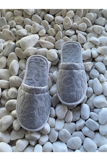Lucy and Home Leopard Patterned Jacquard Cotton Towel Slippers