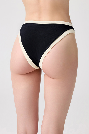 Los Ojos X Melodi Black-Cream Brazilian Model Bikini Bottom Vintage Bottom