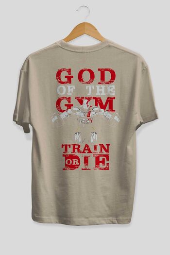 Ankhises Μπλουζάκι God of The GYM Μπεζ Oversize - Crew Neck, Βαμβακερό Ανδρικό Γυναικείο