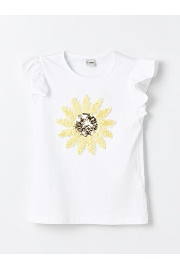 LC Waikiki LCW Kids Girl - Crew Neck Embroidered Short Sleeve T-Shirt
