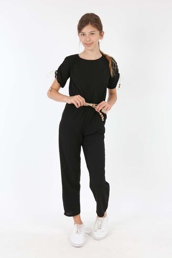 Asortix Girl's Jumpsuit Airobin Fabric Elastic Waist Short Sleeve Jumpsuit Dress