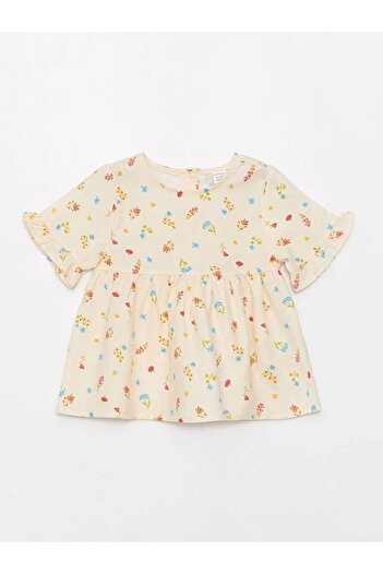 LC Waikiki Dětská dívčí košile s potiskem Lcw Baby Crew s krátkým rukávem