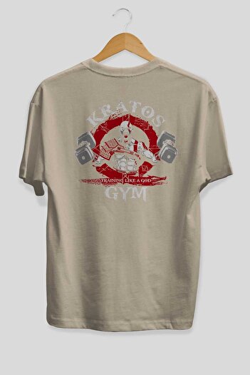 Ankhises Μπλουζάκι Kratos GYM Beige Oversize - Crew Neck, Βαμβακερό Ανδρικό Γυναικείο
