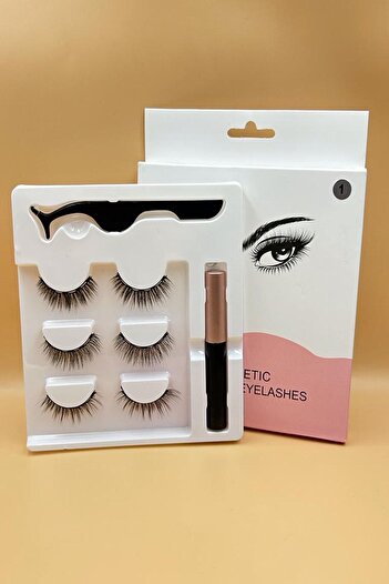 ruby face Gerçek Görünümlü 3 Çift Manyetik Kirpik Manyetik Eyeliner Cımbız Seti