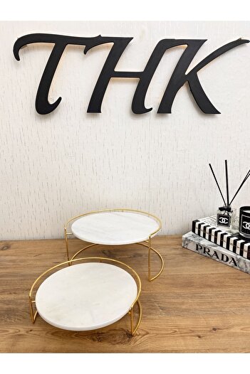 THK STORE Two-Layer Marble Presentation Set with Gold Legs Lego Set
