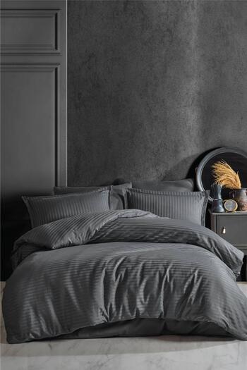 Zeynep Tekstil Clasy Single Striped Cotton Satin Duvet Cover Set