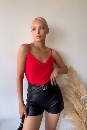 ubmbutik Women's Blouse - Degaje Collar Rope Strap Blouse
