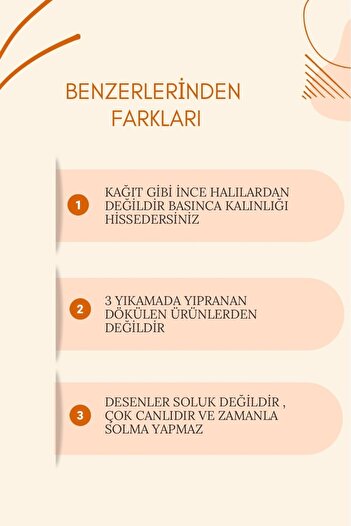 VOPTEKS Vizon Beyaz Halı Mutfak Halısı Leke Tutmaz Makinede Yıkanabilir Kaymaz Taban Halı