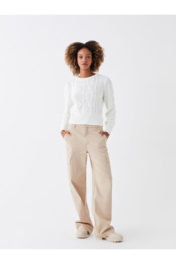 LC Waikiki LCW Vision Crew Neck Self Patterned Long Sleeve Women's Knitwear Sweater
