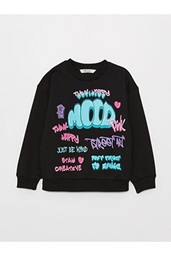 LC Waikiki LCW Kids Girls - Μακρυμάνικο φούτερ με στάμπα με λαιμόκοψη