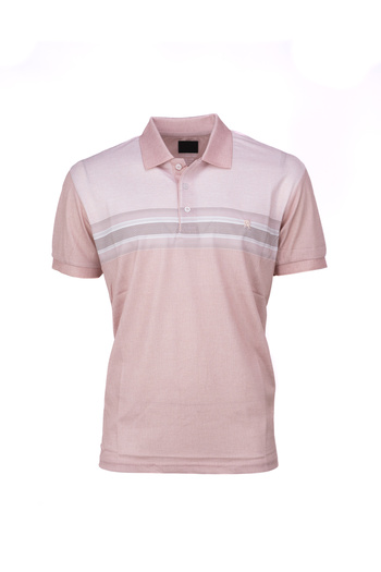 Oppland Ανδρικό γιακά πόλο ριγέ Full Fit - Βαμβακερό ύφασμα Mercerized, κοντομάνικο μπλουζάκι χωρίς τσέπη
