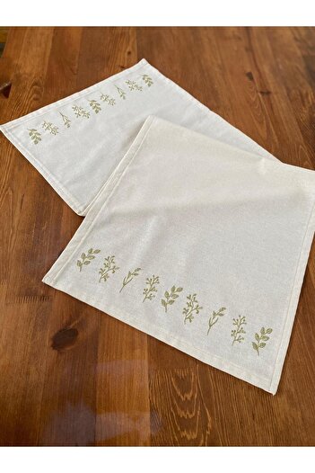 Soft Colours Authentic Embroidered Organic Raw Linen Runner 100% Cotton 40X140 cm