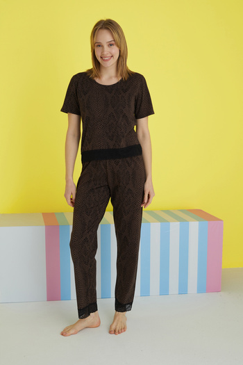 Siyah İnci Colorful Cotton Knitted Pajama Set