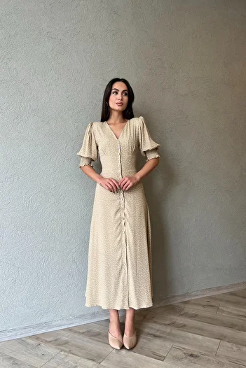 Seda Yalçın Atelier Polka Dot Mink Dress - Back Waist and Sleeve Gip