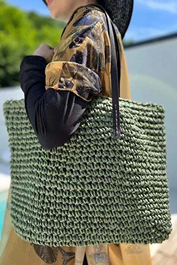 Remsa Mayo Straw Beach Bag - Remsa 011 Khaki