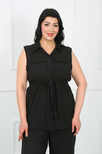 By Alba Collection Plus Size Black Vest and Trousers Set