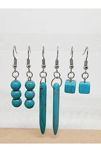 Kusakli Turquoise 3-Piece Dangle Earring Set