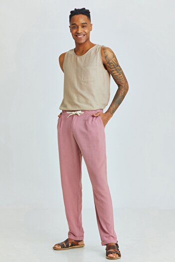 Clandestino Ανδρικό παντελόνι Pink Bohemian Double Leg