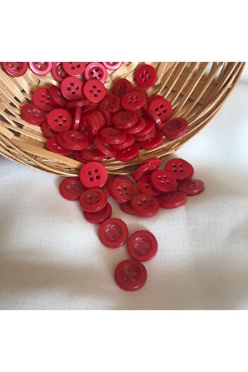 Bukle İplik 18 Size Red Chubby Button - Shirt Button (50 Pieces)