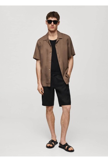 MANGO Man 100% Linen Slim Fit Bermuda Shorts
