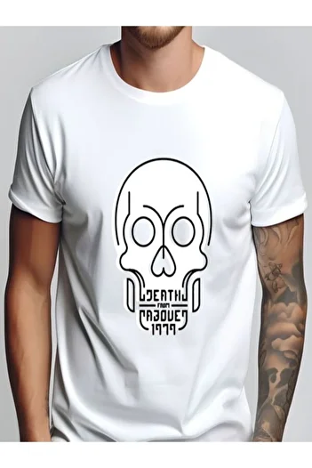 CLASSY.MODA Μπλουζάκι μονόχρωμο - Λευκό μπλουζάκι με κοντό μανίκι με λαιμόκοψη