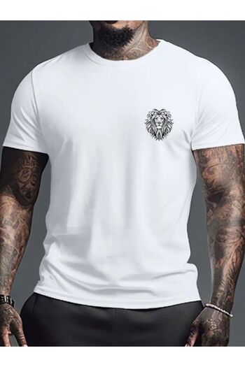 CLASSY.MODA Μπλουζάκι με λευκή στάμπα Oversize - Crew Neck, κοντό μανίκι