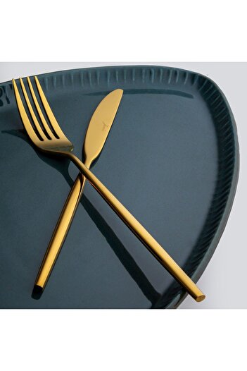 Jumbo 5900 Infinity Titanium Gold 12-Person 84-Piece Cutlery Set