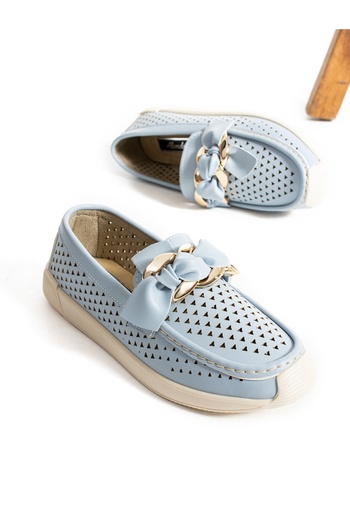 Alemdar Shoes GRANADA Bebe Mavi Delikli Kadın Loafer