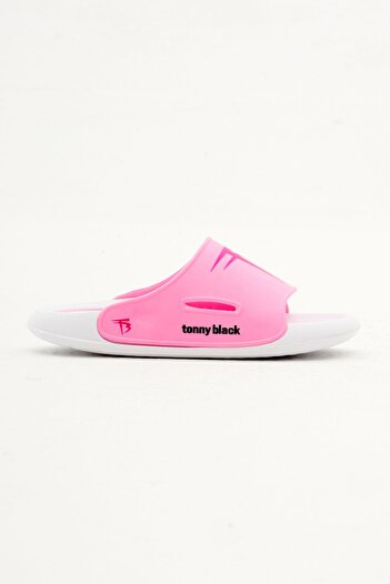 Tonny Black Unisex Παιδικές Παντόφλες - Ροζ Λογότυπο, Σόλα Poili