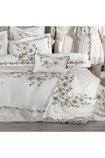 Antepiş Home Azur Premium 23 Piece Cream/Navy Blue Dowry Set