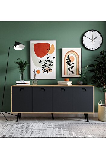 VM VERTEX MOBİLYA Mirza Modern Konsol 180 Cm Safir Meşe-antrasit