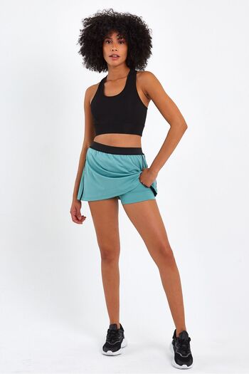 BANEGA Green Two-Layer Sports Leggings - Tennis Shorts Skirt
