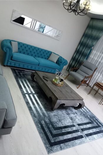 VOPTEKS Gri Halı Gri Salon Halısı Mutfak Halısı Yatak Odası Halısı Yolluk Makinede Yıkanabilir Halı