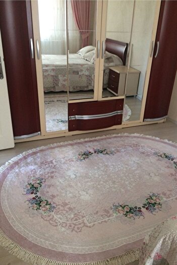 VOPTEKS Oval Halı Pembe Halı Salon Halısı Yıkanabilir Halı Yatak Odası Halısı Mutfak Halısı Yolluk