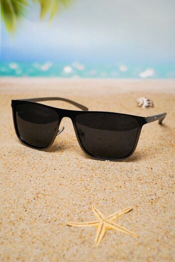 Di Caprio Men's Metallic Gray Frame Original Polarized Glass Sunglasses