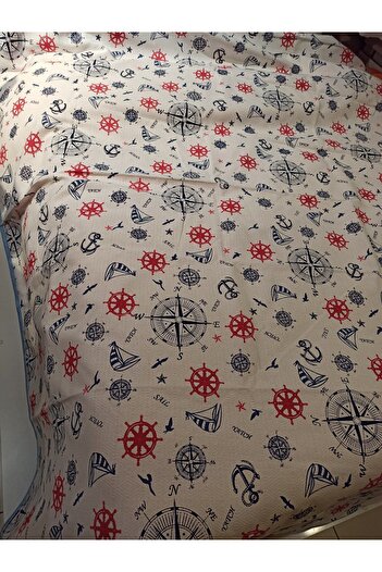 ŞENER HOME White Single Pike - Young Sailor with Sail Pattern, 150x240 Cm
