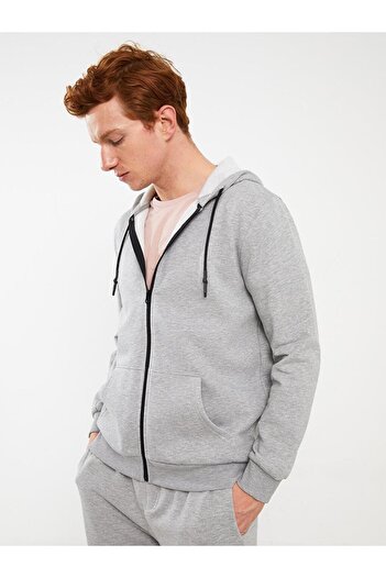 LC Waikiki Hooded Long Sleeve Men's Thick Zippered Sweatshirt (W3)