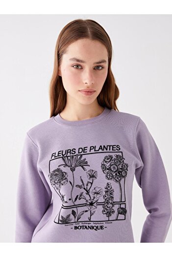 LC Waikiki Γυναικείο μακρυμάνικο φούτερ με στάμπα LCW Vision Crew Neck