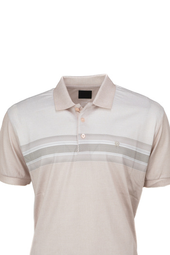 Oppland Ανδρικό γιακά πόλο ριγέ Full Fit - Βαμβακερό ύφασμα Mercerized, κοντομάνικο μπλουζάκι χωρίς τσέπη