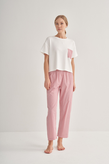 COLORDS Women's Pocket Detail Striped Long Pajama Set